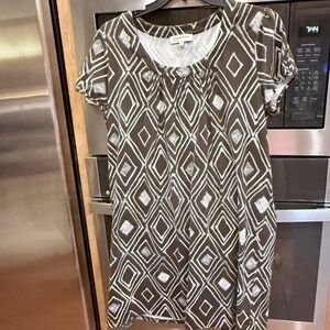 Jones‎ New York Brown and White Patterned Dress